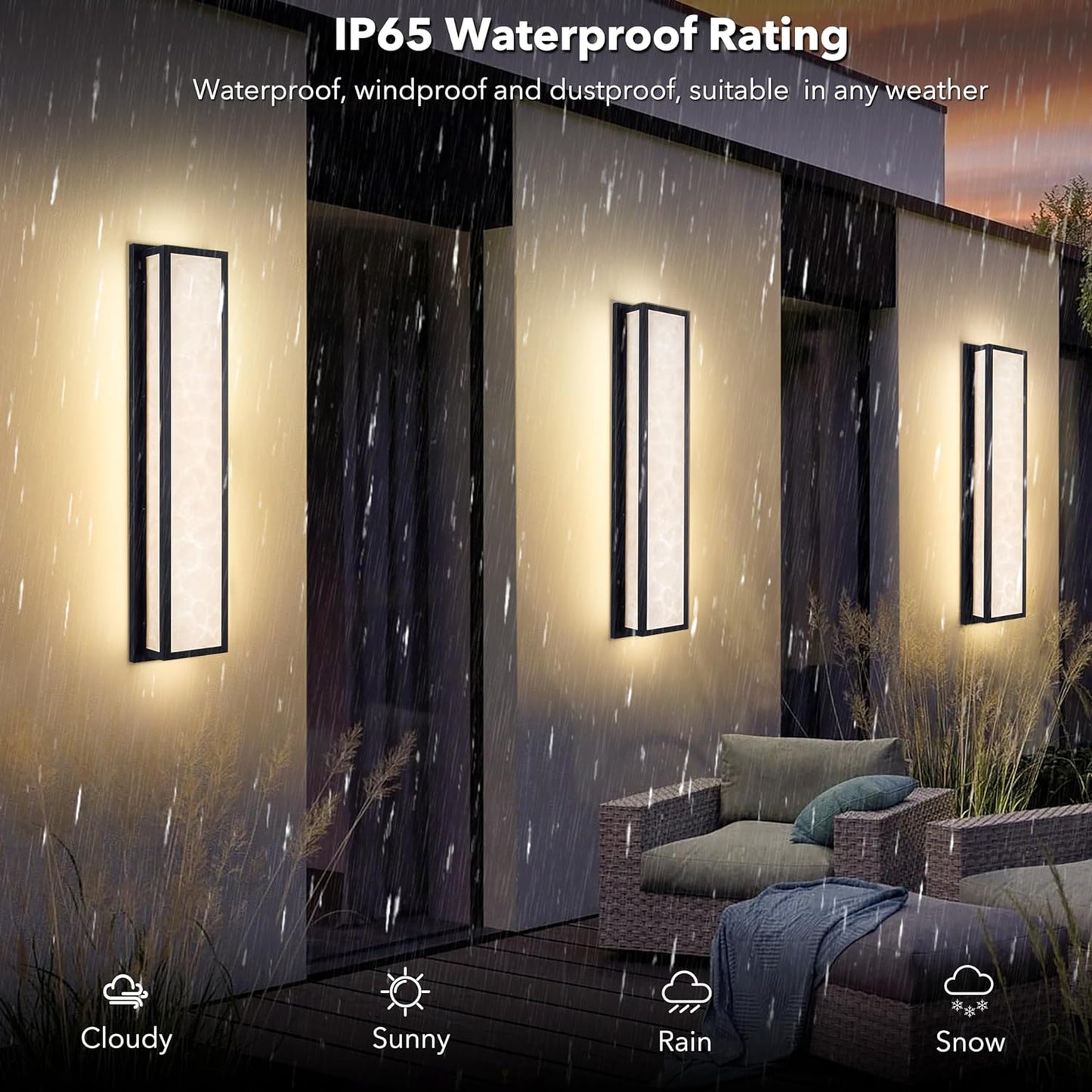 IP65 Waterproof Marble Front Porch Light Exterior Wall Sconce-1