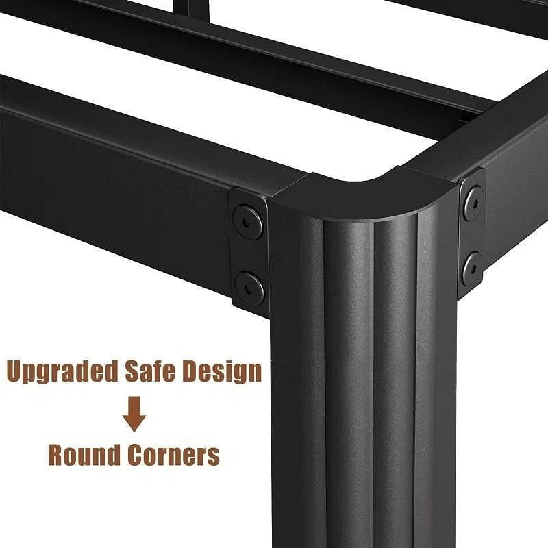 King size Heavy Duty Metal Bed Frame with Round Edge Legs - Headboard Compatible-1