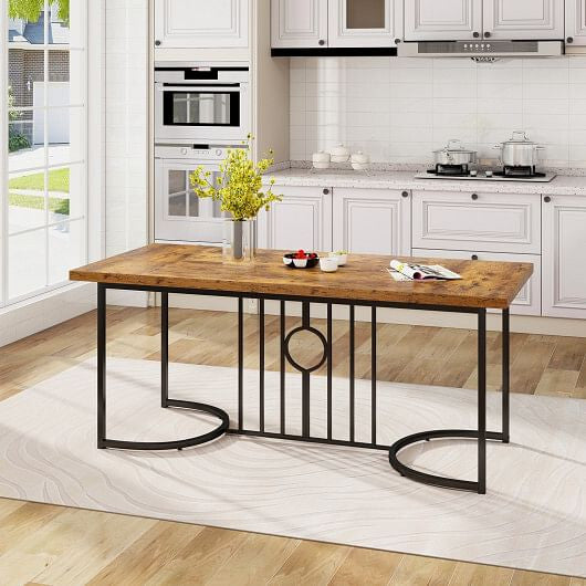 71 Inch Large Dining Table for 6-8 People Rectangular Wood Kitchen Table-Rustic Brown-1