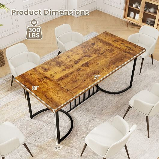 71 Inch Large Dining Table for 6-8 People Rectangular Wood Kitchen Table-Rustic Brown-2