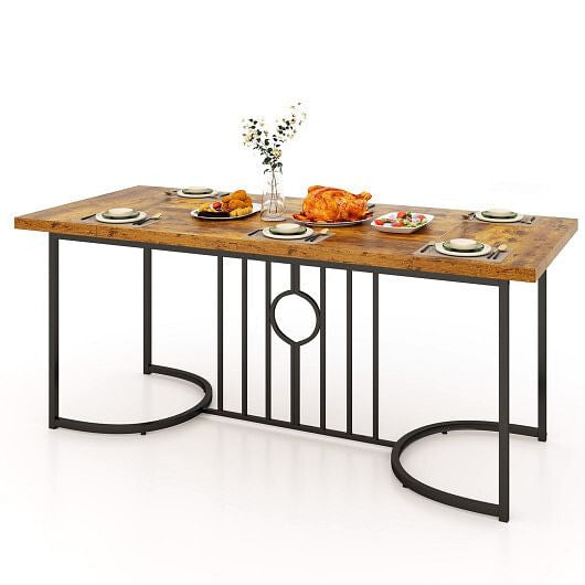 71 Inch Large Dining Table for 6-8 People Rectangular Wood Kitchen Table-Rustic Brown-4